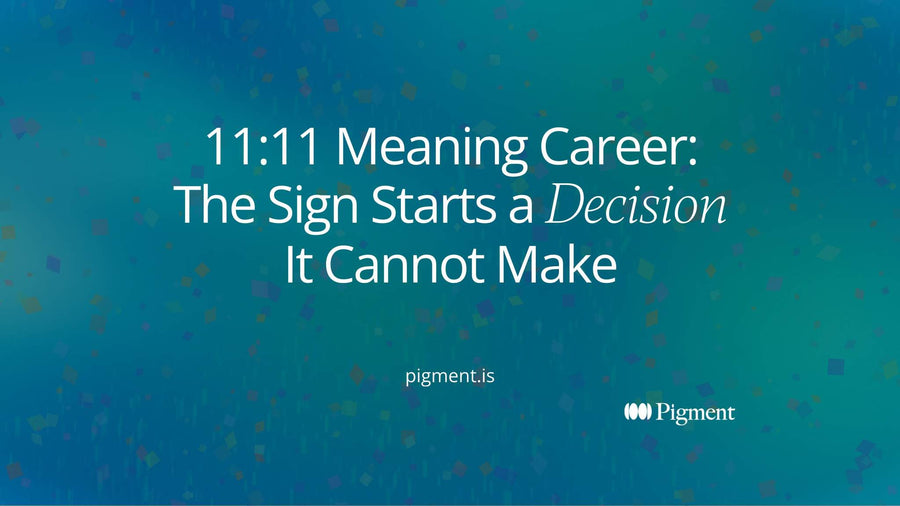 Title card on a blue-green gradient: 11:11 Meaning Career, the sign starts a decision it cannot make, with the word decision in italics