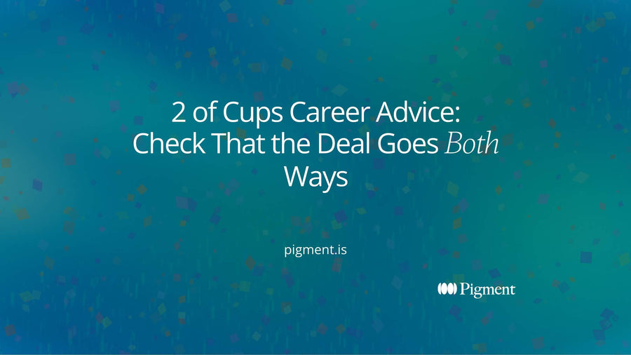 Cover for 2 of Cups career advice: two matched shapes offer equal circles across a level line, showing a work deal that goes both ways