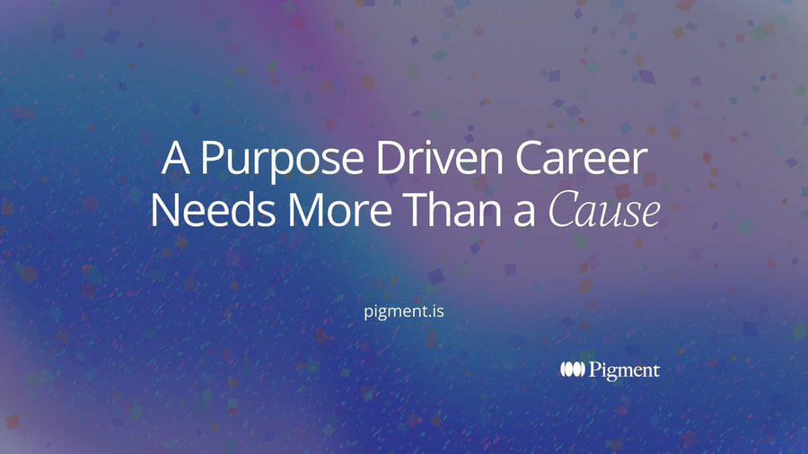 Abstract cover for a purpose driven career: three soft circles for care, competence and contribution overlapping in one bright center on a warm cream background.