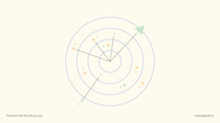 Abstract radar-style graphic with concentric rings and small geometric marks in peach, lavender, and mint on cream, evoking the air traffic controller aptitude test.