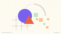 Abstract geometric composition in peach, lavender, and mint on a cream background, evoking the visual perception and composition an aptitude test for designers measures.