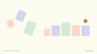 Abstract geometric composition of five rounded blocks aligning into an orderly grid on a warm cream background, evoking an organised administrative aptitude test.