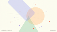 Abstract composition of three overlapping geometric shapes in peach, lavender, and mint on a warm cream background, evoking the three meanings of the Argentina aptitude test.