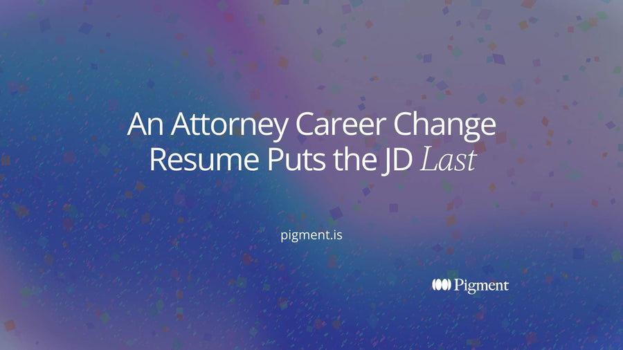 Abstract cover for an attorney career change resume: a stack of soft blocks with the one marked block moved from the top to the base, the JD placed last