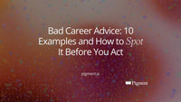 Abstract composition of soft color fields with one small circle set apart from a uniform row, for a guide to bad career advice and how to spot it.