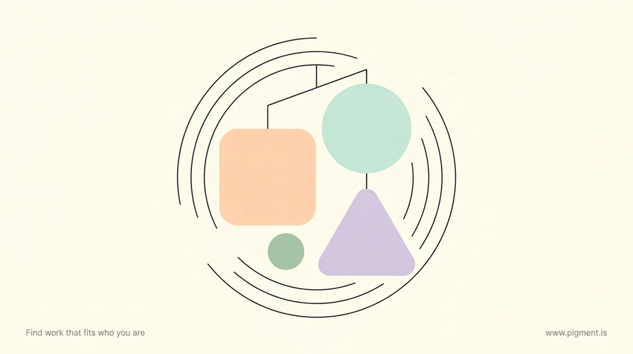 Abstract warm geometric composition in peach, lavender, and mint on cream, evoking the fundamentals of childcare a nanny proves on the INA Nanny Basic Skills Assessment