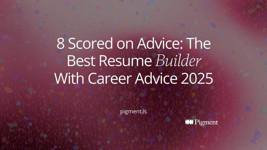 Abstract cover for a ranking of the best resume builder with career advice 2025: eight small shapes in a row, some linked by thin lines to larger shapes above