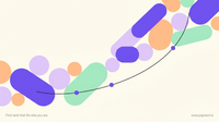 Abstract geometric hero in warm peach, lavender, and mint on cream, with overlapping rounded forms suggesting current, well-calibrated career aptitude tests.