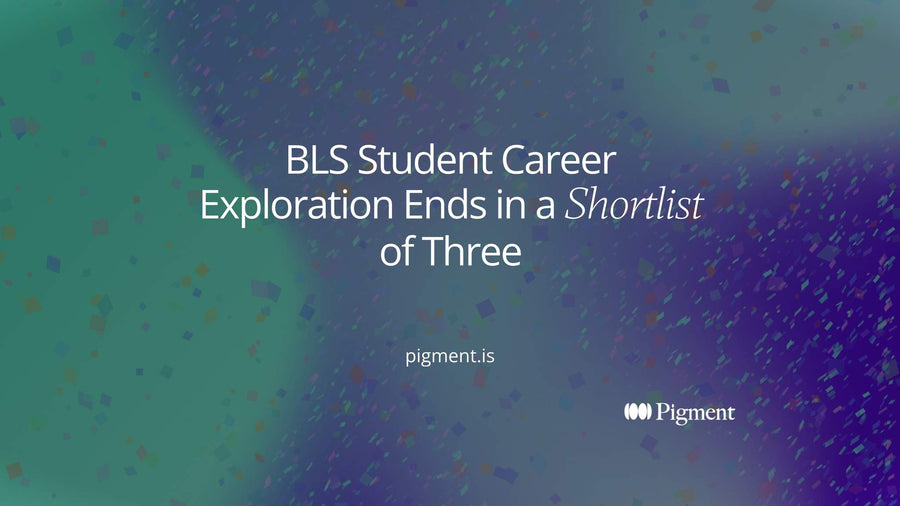 Abstract geometric composition on cream: many small circles narrowing to three rounded shapes, for an article on BLS student career exploration