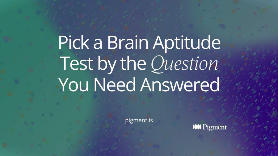 Abstract cover for a brain aptitude test guide: four soft shapes in a row, one in a deeper color, standing for picking the right kind of test