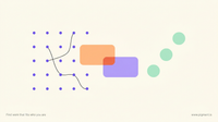 Abstract geometric composition in warm cream, violet, peach and mint suggesting reasoning and data patterns for a business analyst aptitude test.