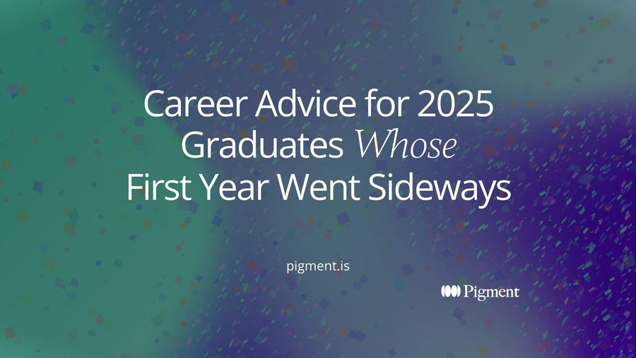 Cover for career advice for 2025 graduates whose first year went sideways: a winding peach path that straightens into a lavender line on cream