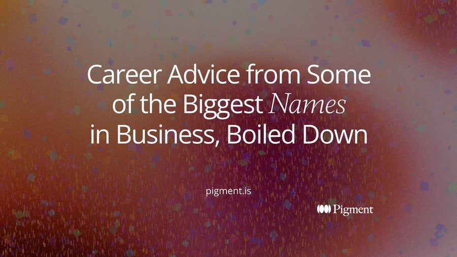 Cover for a summary of career advice from some of the biggest names in business: many small scattered shapes gathering into six neat pastel groups.