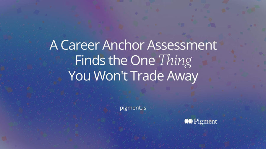Abstract cover for a career anchor assessment guide: eight soft circles around one heavier anchored shape on cream