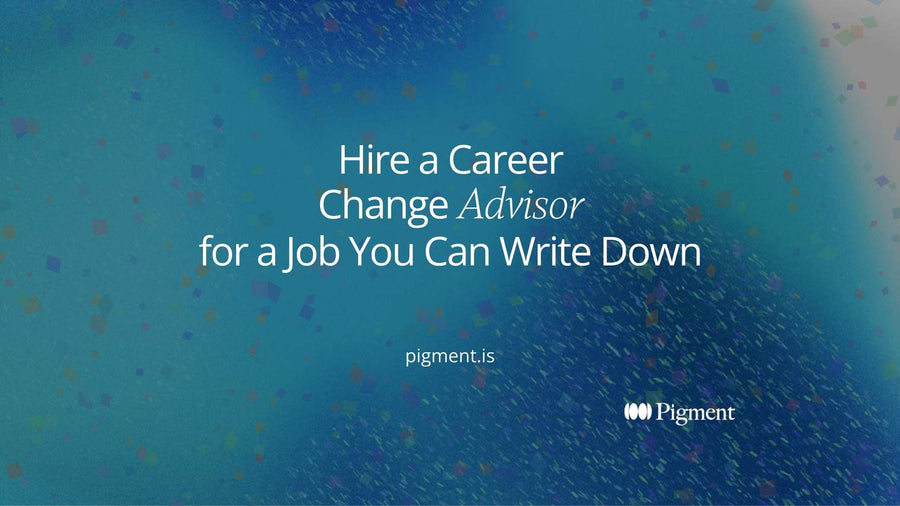 Abstract cover for a guide to hiring a career change advisor: scattered outlined circles on the left settle into a neat row of four filled circles on the right