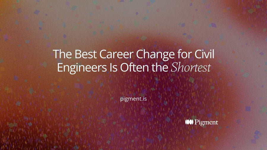 Hero card for a career change for civil engineers: three distances of move, adjacent, one step and far, with the shortest move often the best fit.