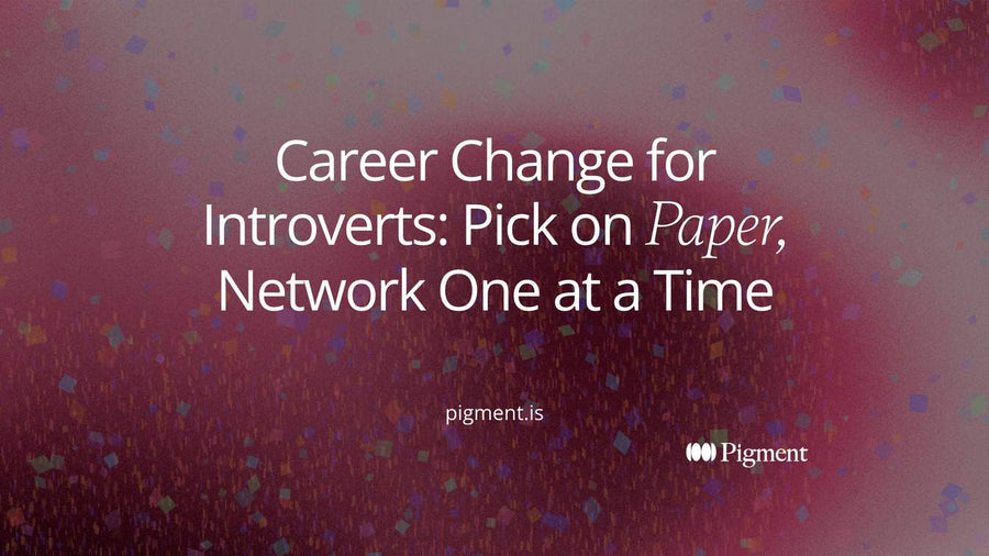 Abstract cream composition of a single small circle apart from a busy cluster, for a guide to career change for introverts that starts on paper and meets people one at a time.