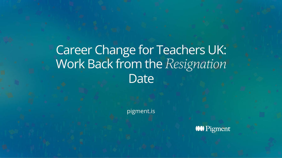 Abstract geometric composition of three calendar blocks stepping toward an open path, for a guide on career change for teachers in the UK