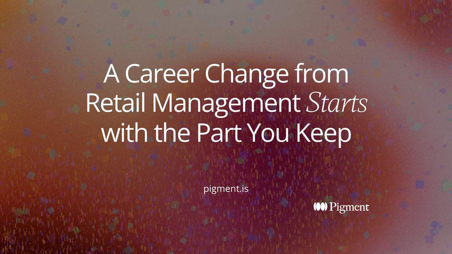 Abstract cover for a guide to a career change from retail management: three pastel strands leave one store block and only one continues forward