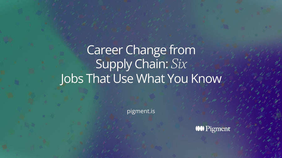 Abstract cover for a guide to a career change from supply chain: linked circles and rounded blocks in peach, lavender and mint branching from one path into several.