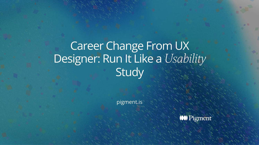 Abstract geometric composition for a career change from UX designer: three outlined rough rectangles on the left narrowing to one solid chosen circle on the right