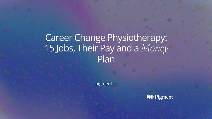Cover for a career change physiotherapy guide: a peach line splits into three lavender, mint and ice paths on cream, one for each skill group