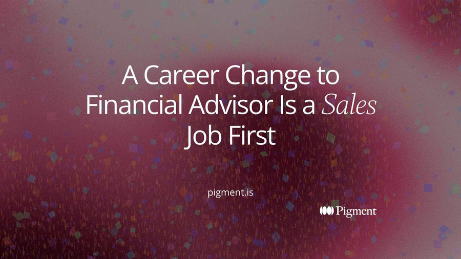 Abstract warm geometric composition of small circles gathering into a larger cluster, suggesting an advisor building a client base during a career change to financial advisor.