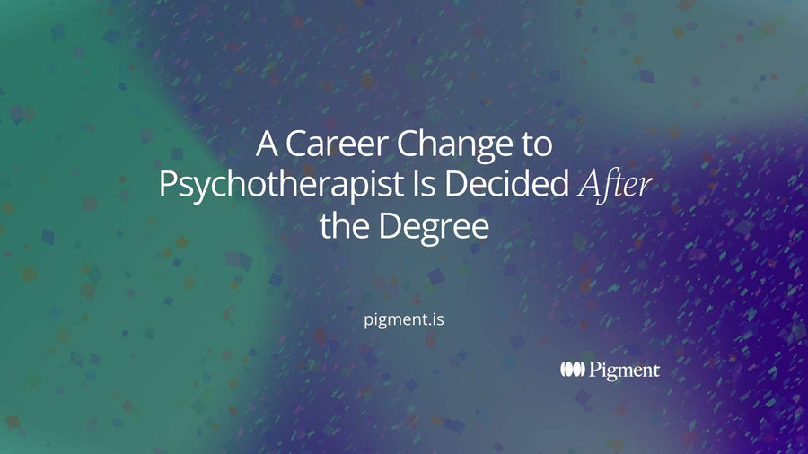 Abstract warm geometric composition of a short path of circles leading into a longer path, suggesting the supervised years that decide a career change to psychotherapist