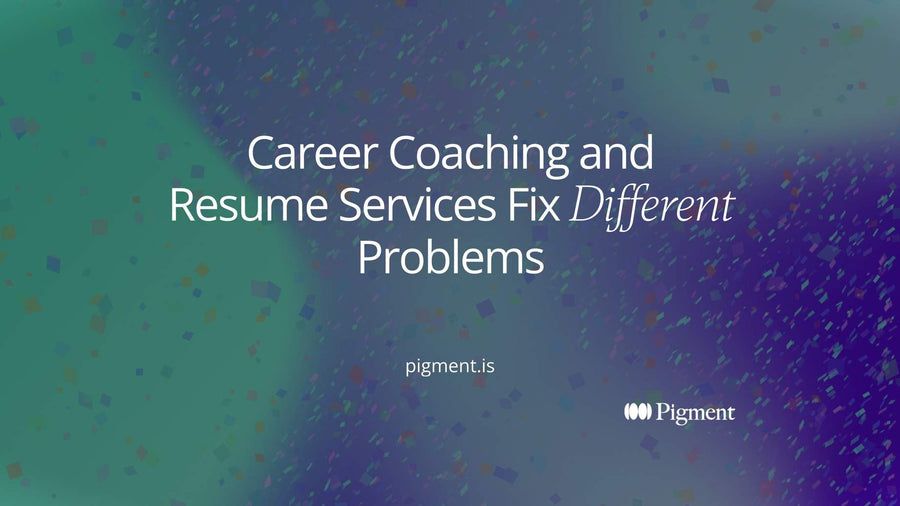 Abstract cover for Career Coaching and Resume Services Fix Different Problems: two separate geometric forms, one a stack of flat sheets, one a looping path, on warm cream.