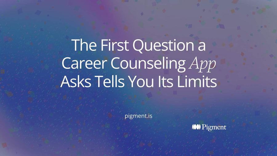 Abstract hero of four alike doorways, each opening onto a different shape, a picture of four kinds of career counseling app that share one name but ask for different things first