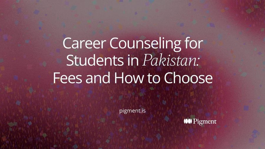 Abstract geometric composition on warm cream: many small peach and lavender dots crowding into one narrowing lane while a few mint and ice lanes branch off early, suggesting career counseling for students in Pakistan before the entry test