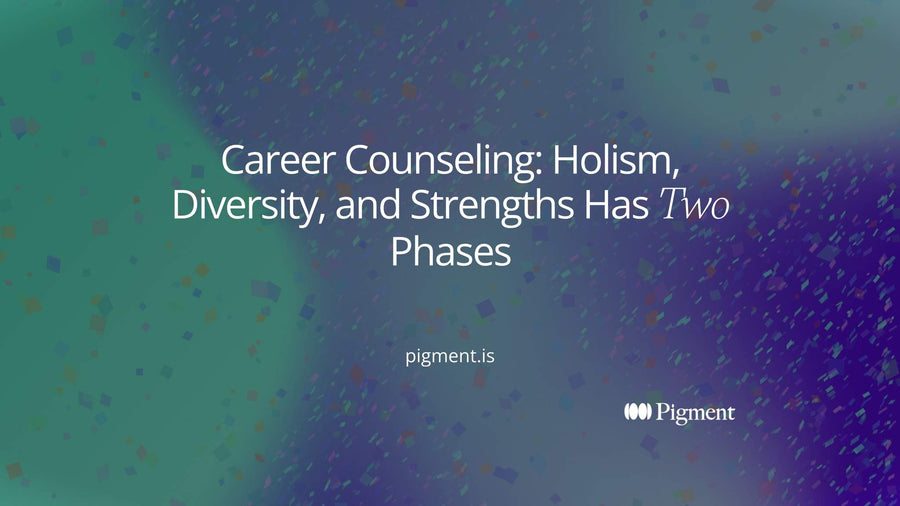 Abstract geometric cover on warm cream: a wide open arc over three different shapes resting on one solid base, standing for holism, diversity, and strengths in Gysbers' career counseling model