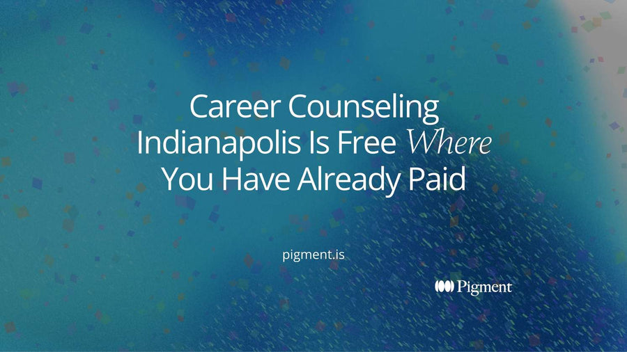 Abstract geometric composition of five upright doorway forms on warm cream, three of them standing open in peach, mint and lavender, illustrating the five lanes of career counseling Indianapolis offers and the three that cost nothing
