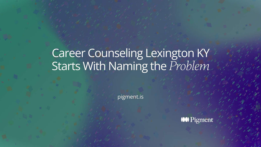 Abstract cover for career counseling Lexington KY: four soft geometric doorways in peach, lavender, mint and ice on cream, one path leading to each.