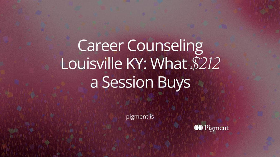 Abstract composition of four doorway shapes in a row, three with paths leading forward and one standing open, for Louisville career help that averages $212 a session