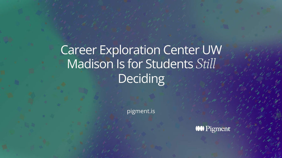 Cover for Career Exploration Center UW Madison Is for Students Still Deciding: three doors, one student heading to the middle one