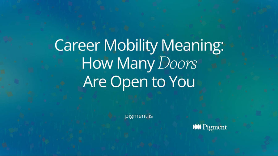 Abstract composition of one small dot with five thin lines reaching out in different directions, for an article on the career mobility meaning.