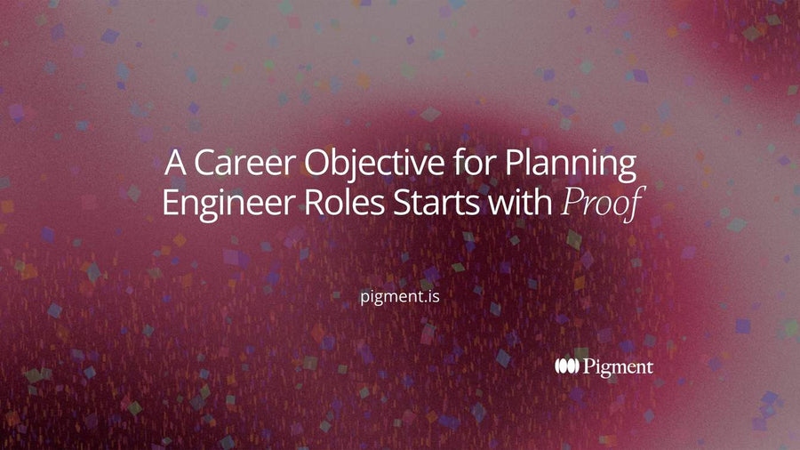 Abstract composition of four linked blocks along a highlighted path, standing for a career objective for planning engineer resumes built in order: role, proof, tools, contribution