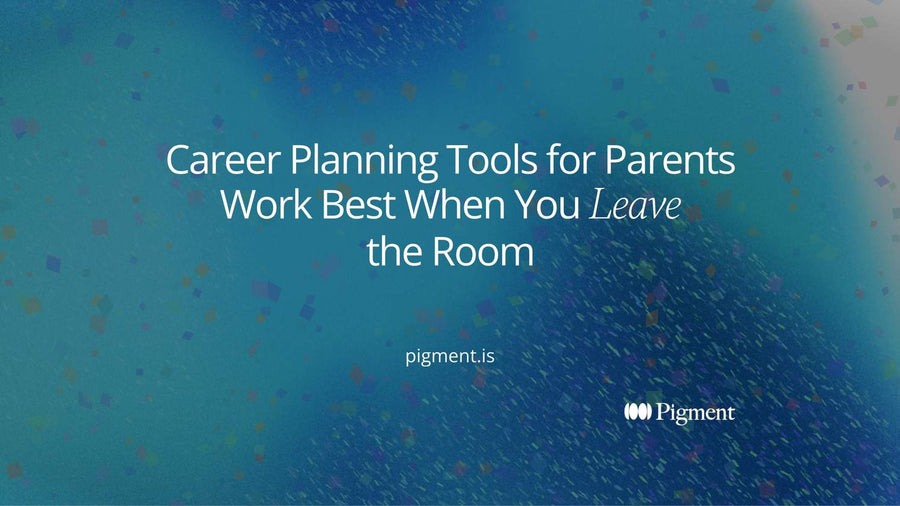 Abstract cover for a guide to career planning tools for parents: a small violet circle alone on one side of a thin line, a group of pastel circles waiting on the other.