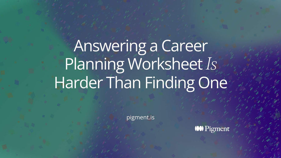 Abstract flat-vector composition of five stacked pastel bars beside five blank charcoal answer lines, standing for the five parts of a career planning worksheet, on warm cream