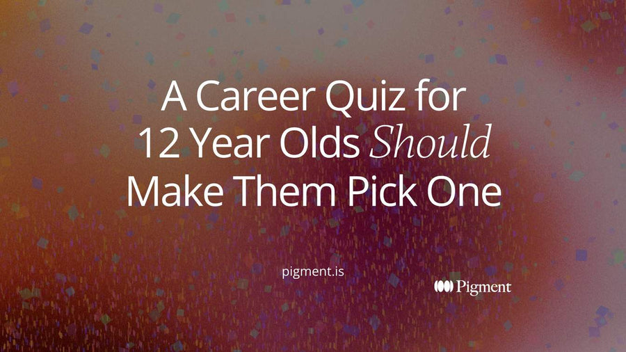 Abstract cover for a career quiz for 12 year olds: pairs of pastel shapes in rows, one shape in each pair filled in, on cream