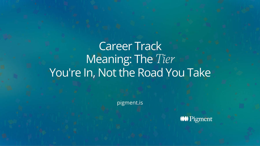 Abstract hero for career track meaning: three parallel stepped lanes in peach, lavender and mint, with one small dot crossing between two of them