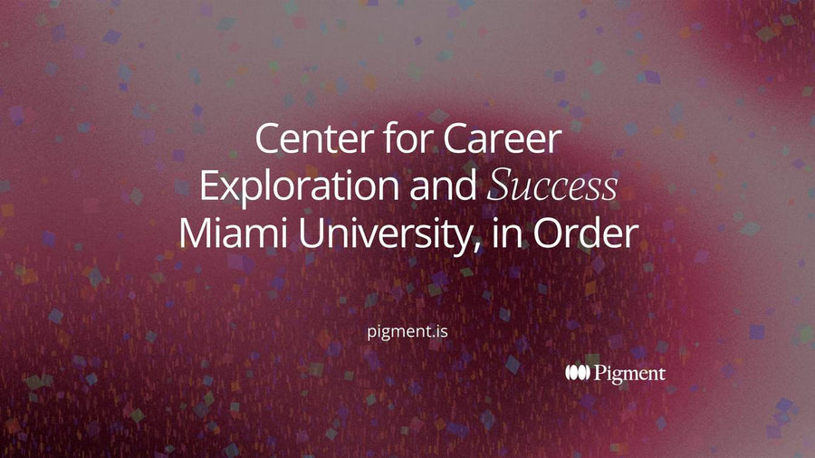 Abstract cover for a guide to the Center for Career Exploration and Success at Miami University: four stepped rounded shapes rising left to right in peach, lavender, mint and ice blue.