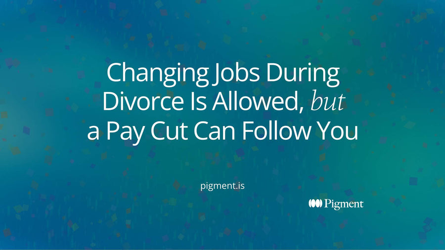 Abstract cover for changing jobs during divorce: two diverging paths of peach and lavender blocks on cream, one path stepping down.