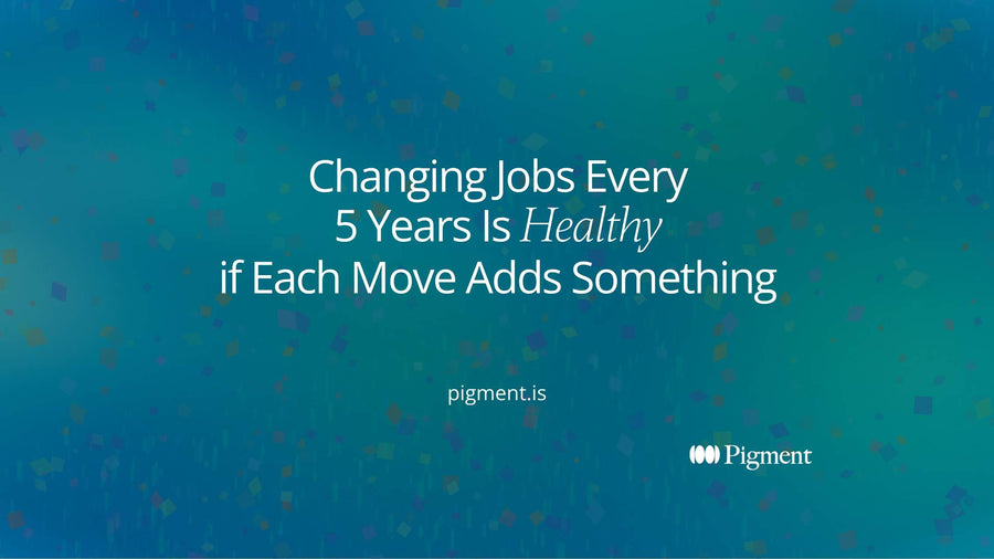Abstract hero for changing jobs every 5 years: five rounded blocks stepping upward on cream, each a little higher than the last, suggesting moves that add up.