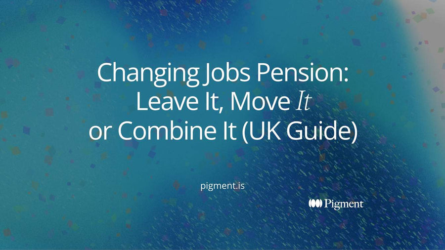 Abstract geometric hero for a changing jobs pension guide: small pastel circles along a line flowing into one larger shape on cream, one small outlined circle drifting apart