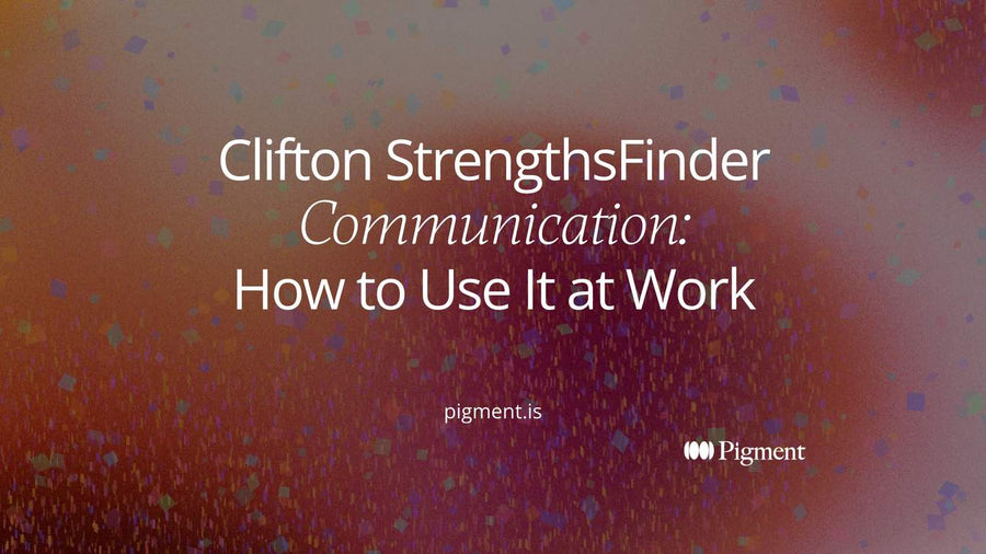 Title card for Clifton StrengthsFinder Communication: how to use the theme at work, on a warm cream background