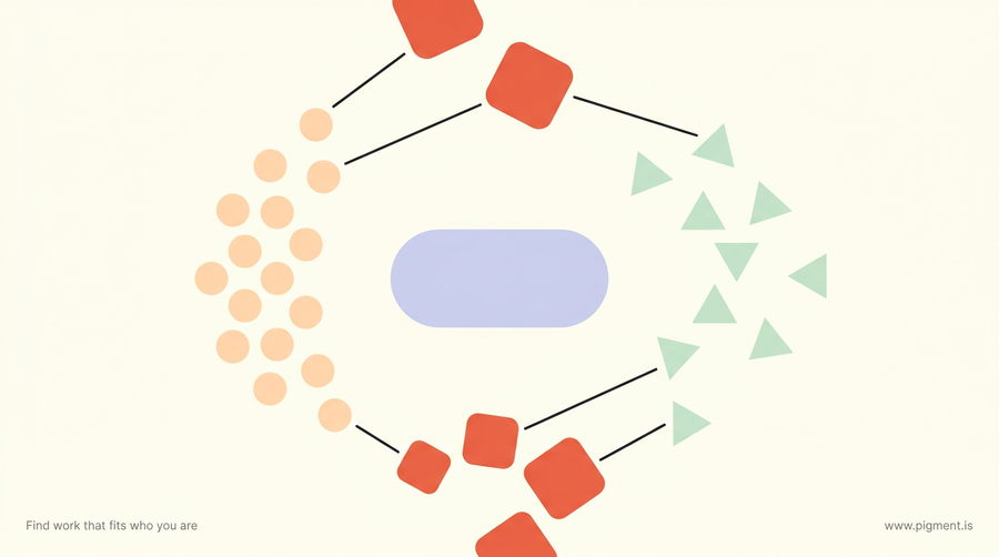 Abstract warm-toned composition of steady and scattered rounded shapes around a central form, evoking different coping responses to the same stress.