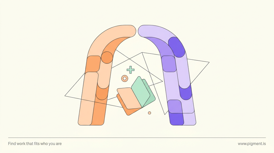 Warm abstract geometric illustration of an open doorway shape built from rounded arches, with small book and plus-sign motifs, representing the reading and math foundation behind the CTE basic skills assessment.