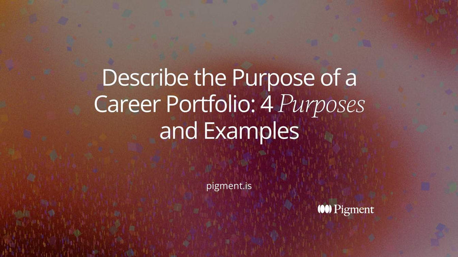 Cover image with the title Describe the Purpose of a Career Portfolio: 4 Purposes and Examples, on a warm dark gradient